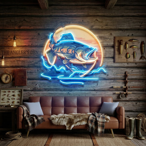 Fishing Cartoon LED Neon Sign Light Pop Art