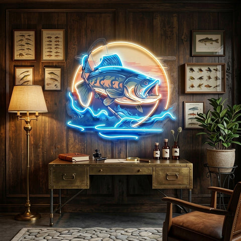Fishing Cartoon LED Neon Sign Light Pop Art