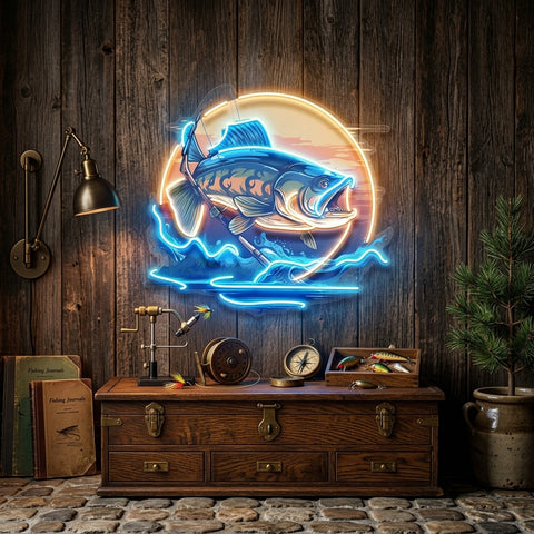 Fishing Cartoon LED Neon Sign Light Pop Art