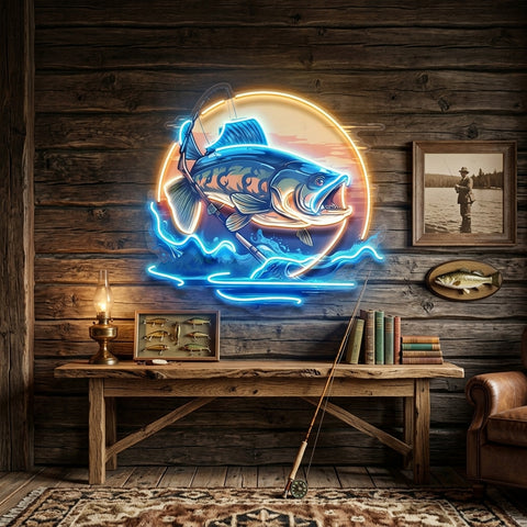 Fishing Cartoon LED Neon Sign Light Pop Art