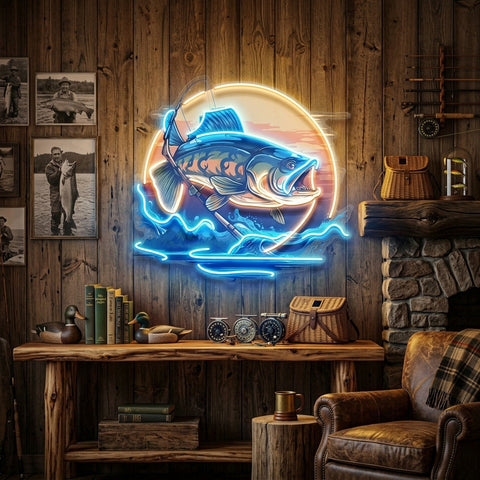 Fishing Cartoon LED Neon Sign Light Pop Art