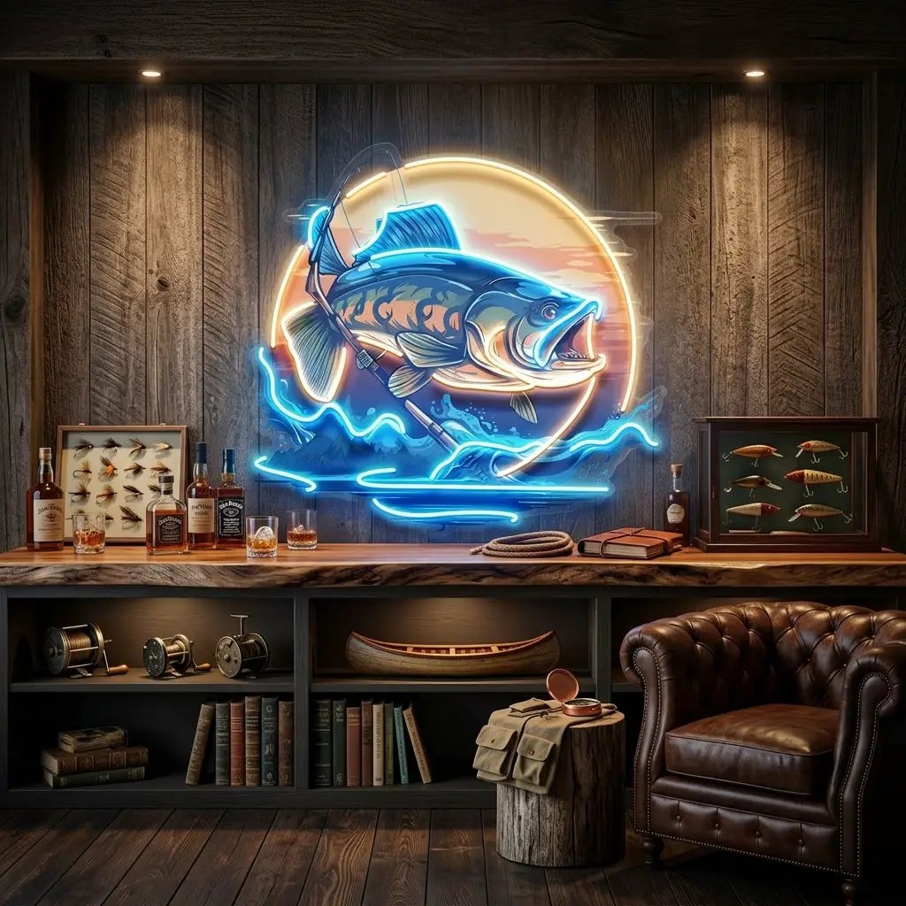 Fishing Cartoon LED Neon Sign Light Pop Art