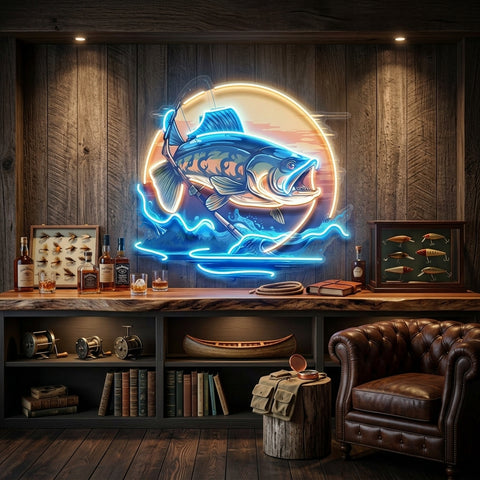 Fishing Cartoon LED Neon Sign Light Pop Art