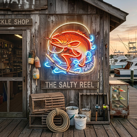 Fishing On Blue Waves LED Neon Sign Light Pop Art