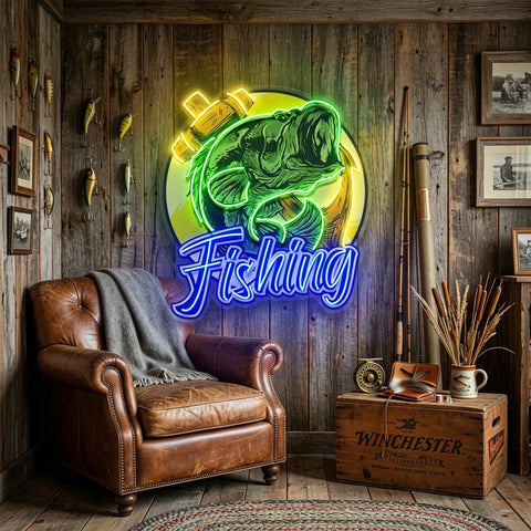 Fishing With A Large Anchor LED Neon Sign Light Pop Art