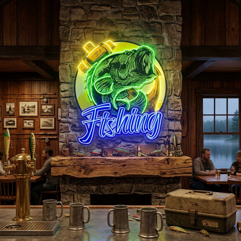 Fishing With A Large Anchor LED Neon Sign Light Pop Art