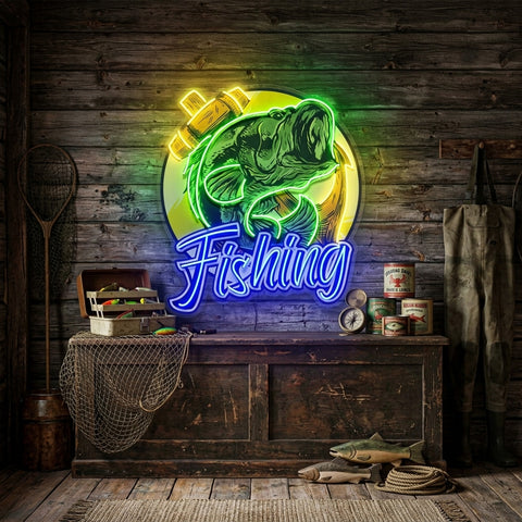 Fishing With A Large Anchor LED Neon Sign Light Pop Art