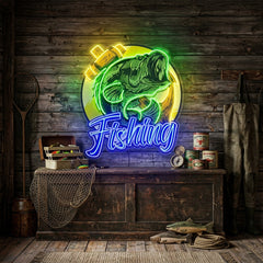 Fishing With A Large Anchor LED Neon Sign Light Pop Art