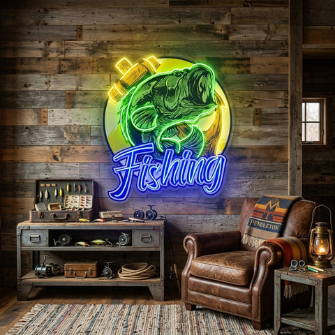 Fishing With A Large Anchor LED Neon Sign Light Pop Art