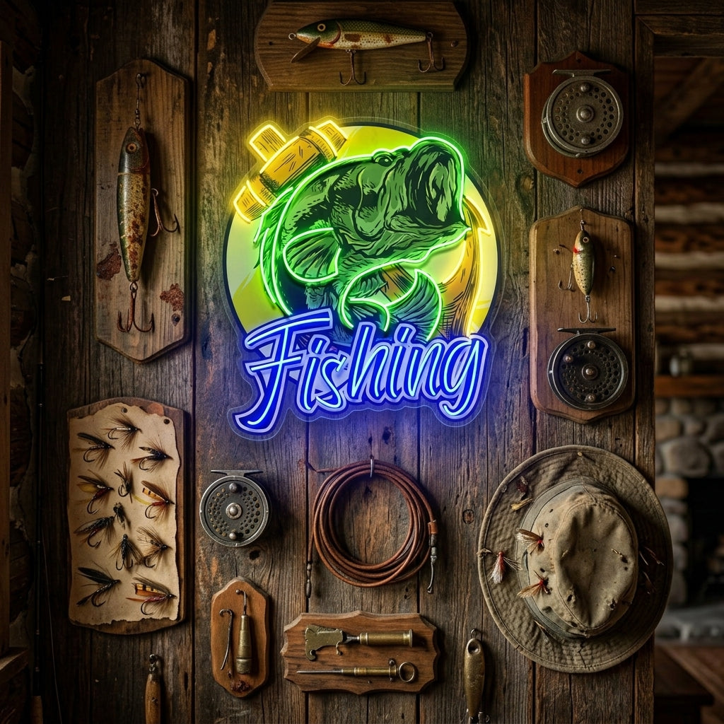 Fishing With A Large Anchor LED Neon Sign Light Pop Art