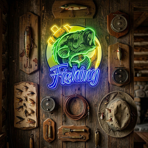 Fishing With A Large Anchor LED Neon Sign Light Pop Art