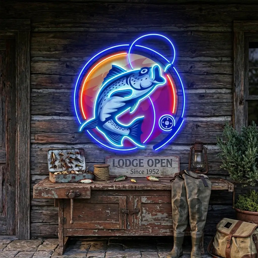 Fishing Hook LED Neon Sign Light Pop Art