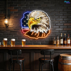 Flag Bald America Eagle Neon Sign Light Artwork