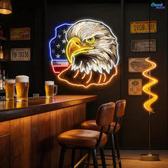 Flag Bald America Eagle Neon Sign Light Artwork
