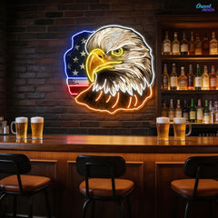 Flag Bald America Eagle Neon Sign Light Artwork