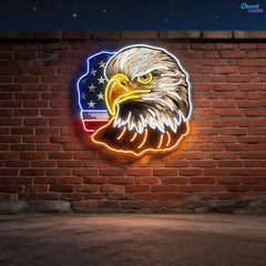 Flag Bald America Eagle Neon Sign Light Artwork