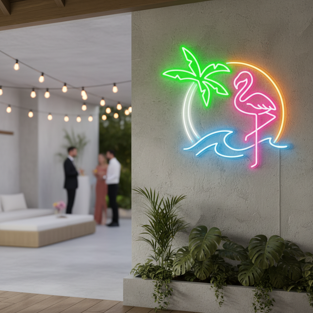 Flamingo Palm Tree Neon Sign Bedroom Decor Sign