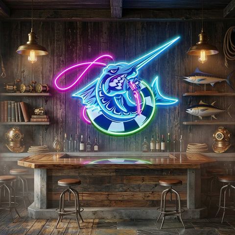 Float Fishing LED Neon Sign Light Pop Art