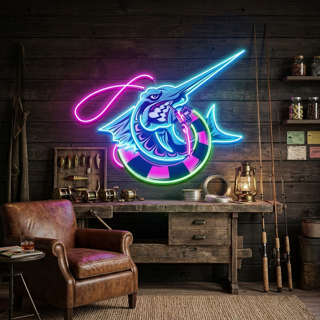 Float Fishing LED Neon Sign Light Pop Art