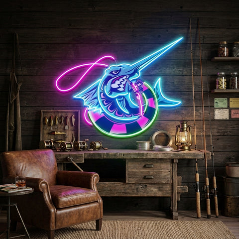 Float Fishing LED Neon Sign Light Pop Art