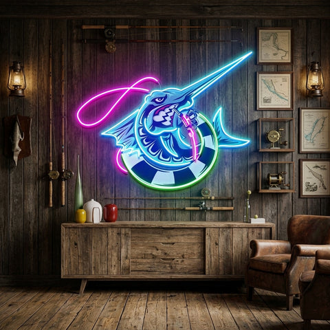 Float Fishing LED Neon Sign Light Pop Art