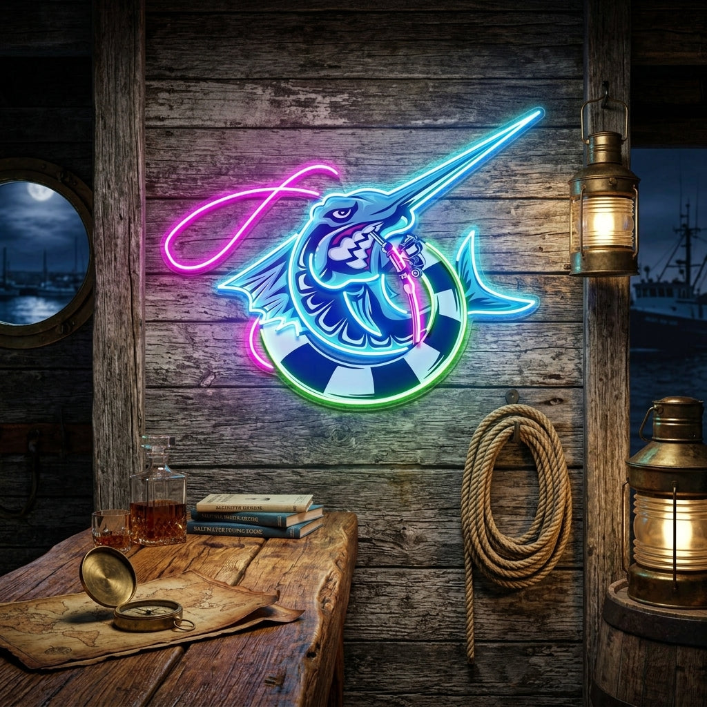Float Fishing LED Neon Sign Light Pop Art