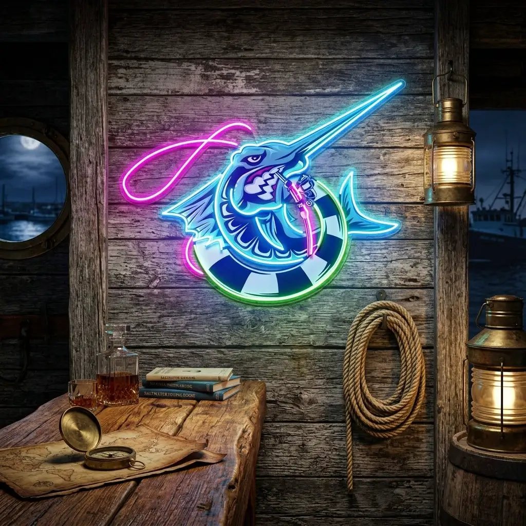 Float Fishing LED Neon Sign Light Pop Art