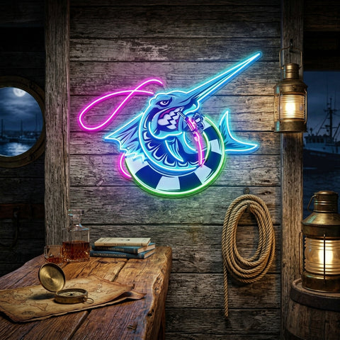 Float Fishing LED Neon Sign Light Pop Art
