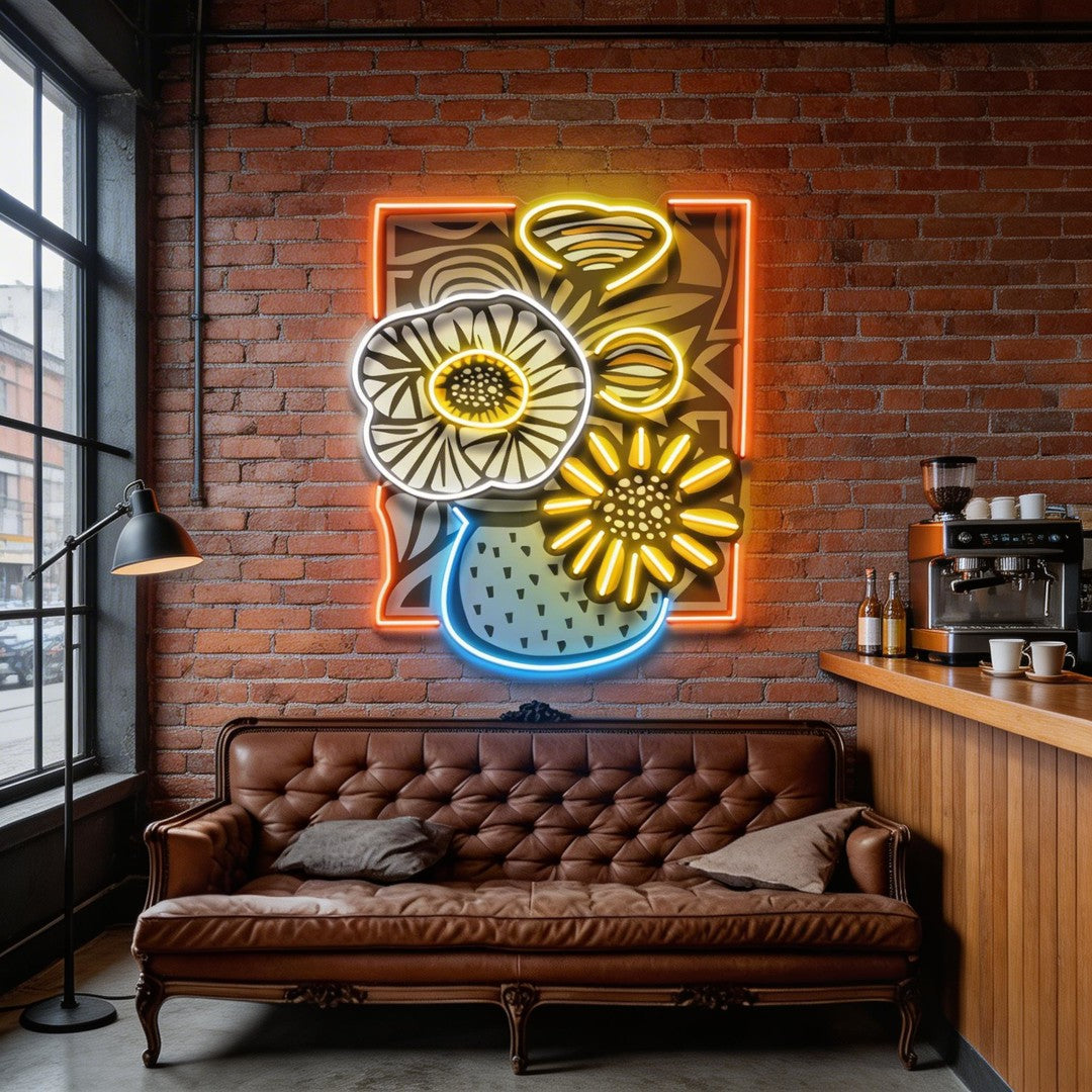 Flower Vase In Abstract Art LED Neon Sign Light