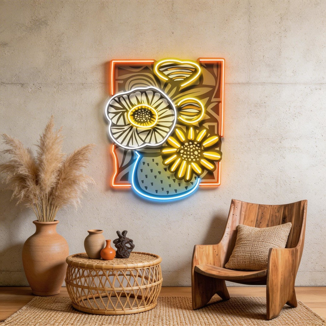 Flower Vase In Abstract Art LED Neon Sign Light