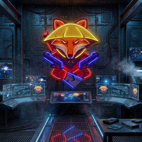 Fox Samurai With Gun LED Neon Sign Light Pop Art