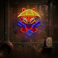 Fox Samurai With Gun LED Neon Sign Light Pop Art