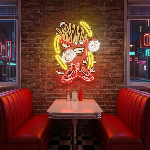 French Fries Cartoon Artwork Led Neon Sign Light
