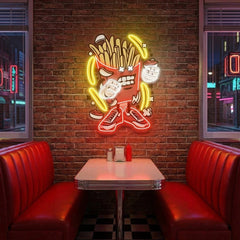 French Fries Cartoon Artwork Led Neon Sign Light