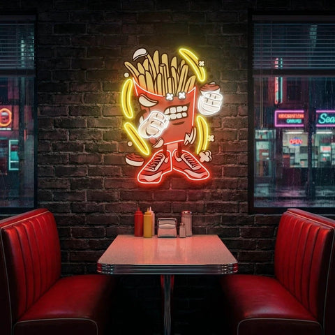 French Fries Cartoon Artwork Led Neon Sign Light