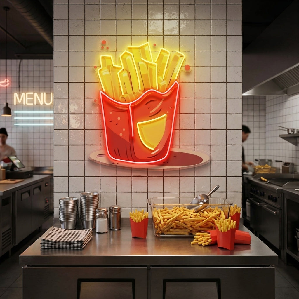French Fries Potatoes LED Neon Sign Light Pop Art