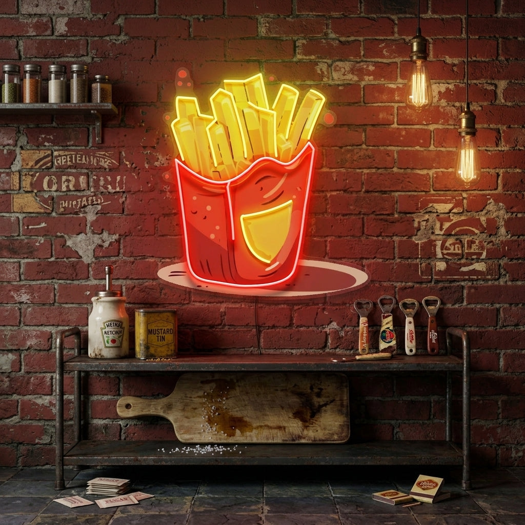 French Fries Potatoes LED Neon Sign Light Pop Art