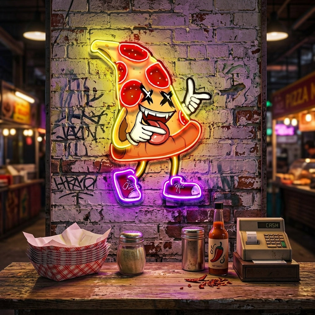 Funky Pizza Slice LED Neon Sign Light Pop Art