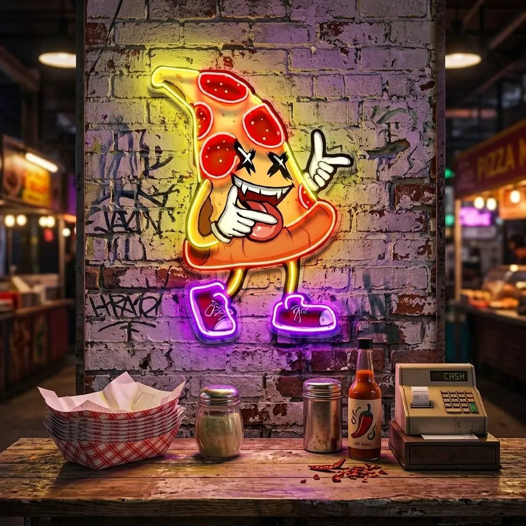 Funky Pizza Slice LED Neon Sign Light Pop Art