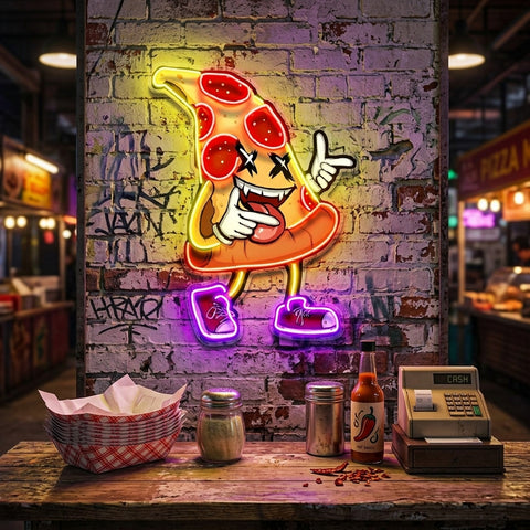 Funky Pizza Slice LED Neon Sign Light Pop Art