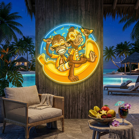 Funny Monkey Banana Cartoon LED Neon Sign Light Pop Art