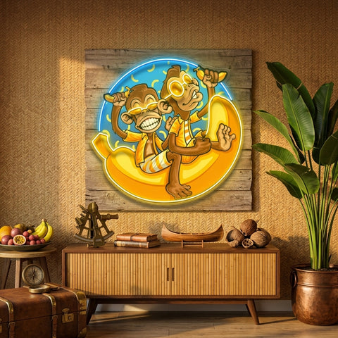Funny Monkey Banana Cartoon LED Neon Sign Light Pop Art