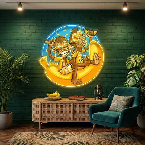 Funny Monkey Banana Cartoon LED Neon Sign Light Pop Art