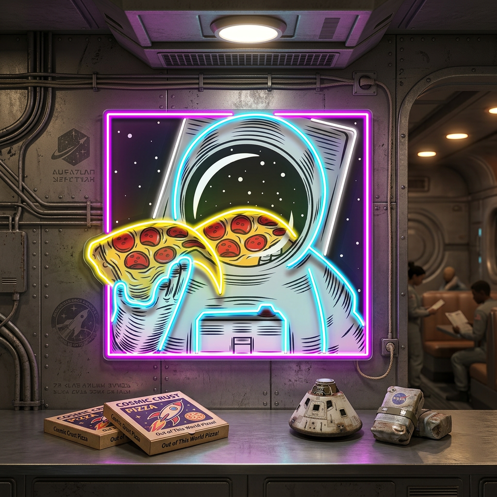 Galaxy Pizza Mission LED Neon Sign Light Pop Art