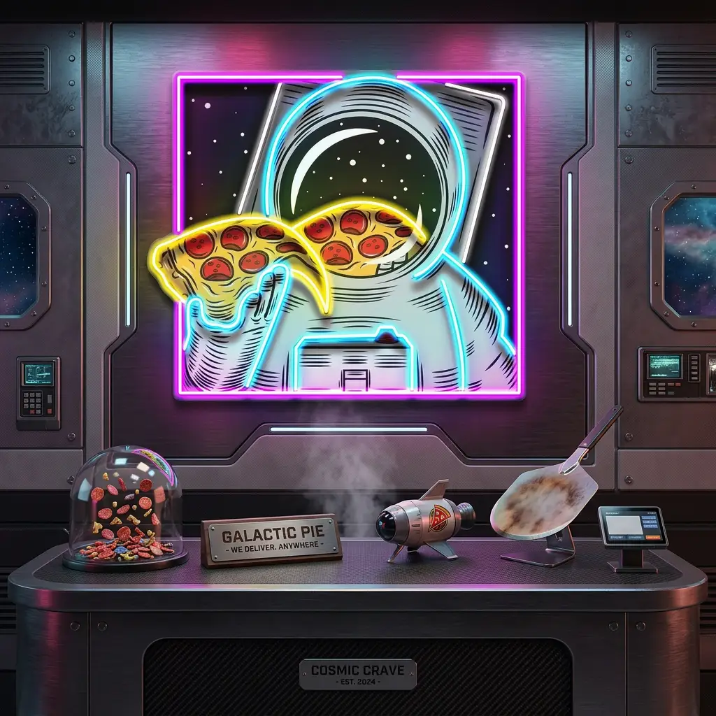 Galaxy Pizza Mission LED Neon Sign Light Pop Art
