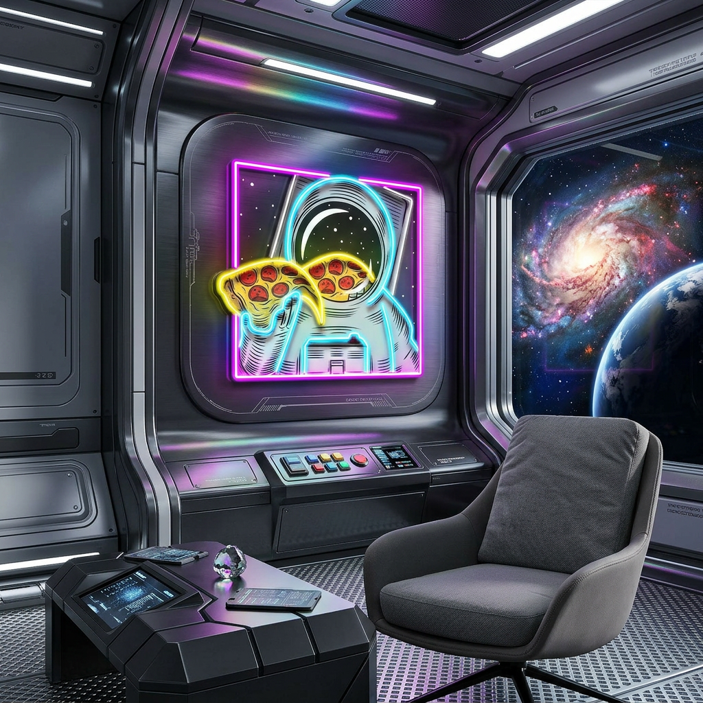Galaxy Pizza Mission LED Neon Sign Light Pop Art