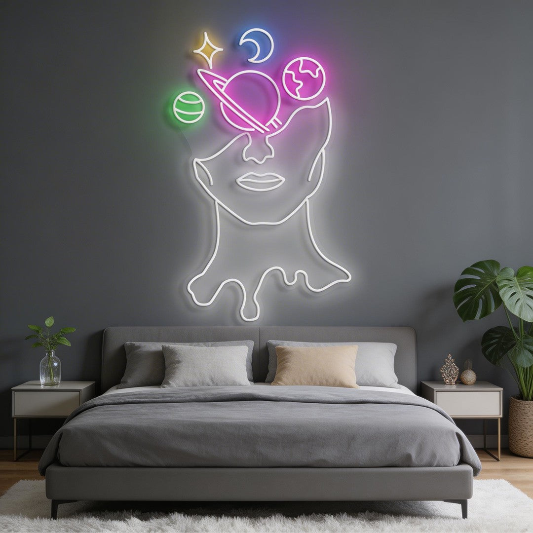 Galaxy Brain Multi Color Neon Sign