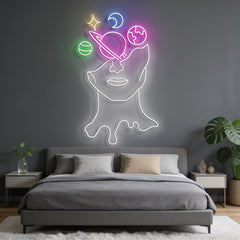 Galaxy Brain Multi Color Neon Sign