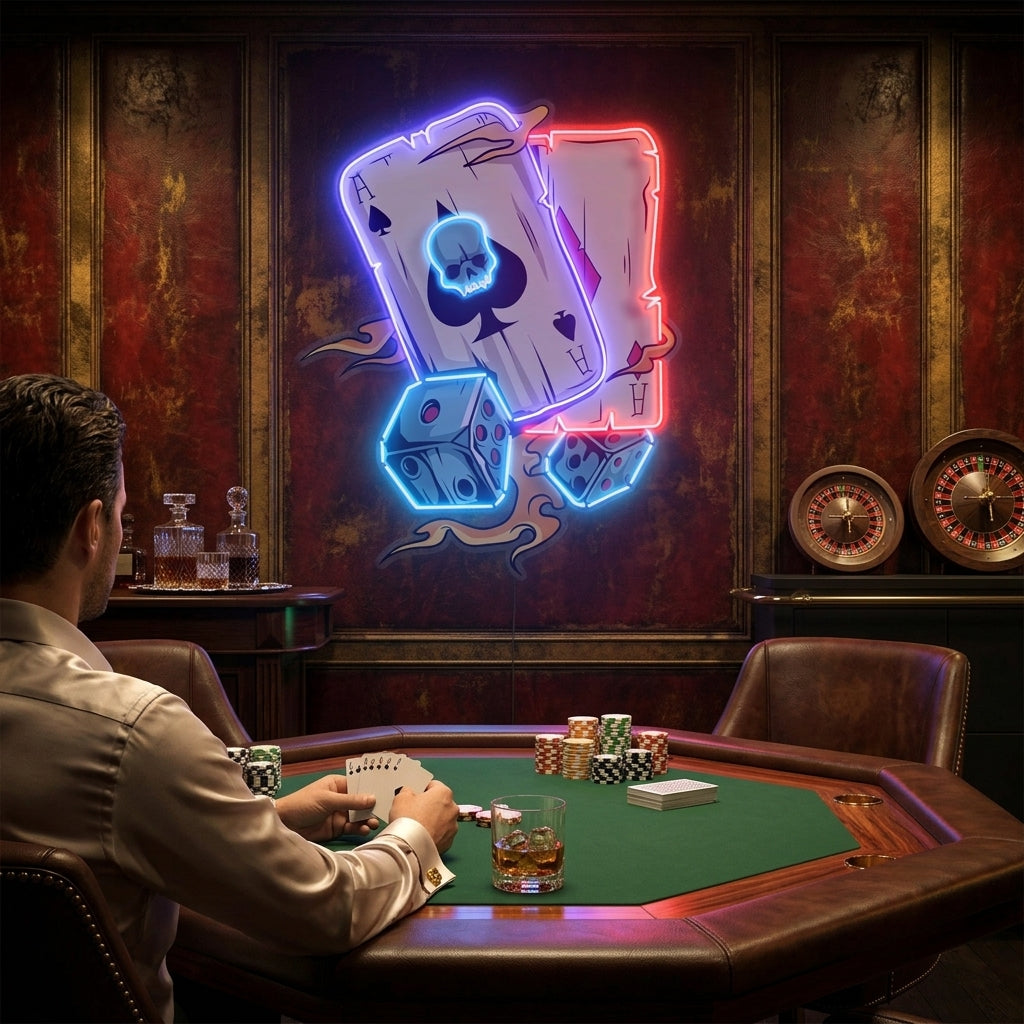 Gambling Poker Art Work Led Neon Sign Light