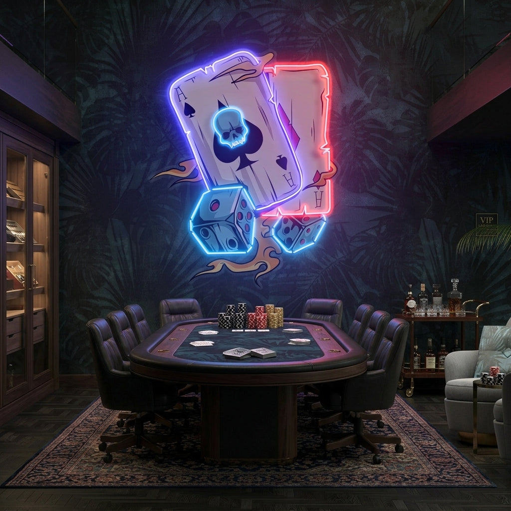 Gambling Poker Art Work Led Neon Sign Light